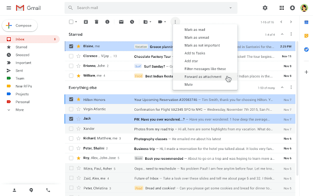 how to send multiple emails as attachments in gmail