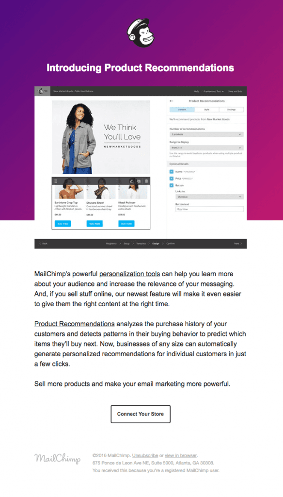 B2B Email Marketing Example New Feature Mailchimp