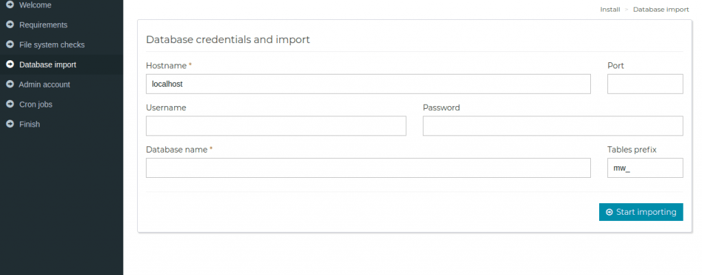 mailwizz database configuration