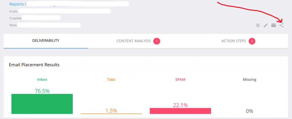 GlockApps test share the report