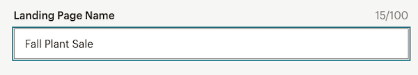 Landing page name