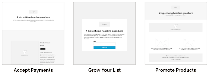 Basic Mailchimp landing page templates
