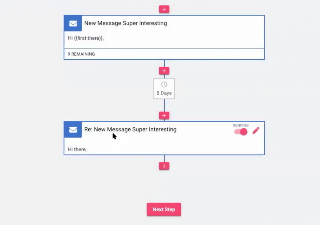 Mailshake automated email sequence