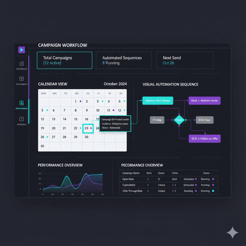 Email campaign management service with automation and analytics
