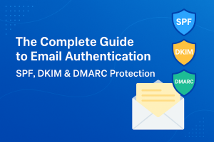 SPF, DKIM, and DMARC email authentication protocols protecting domain from spoofing attacks